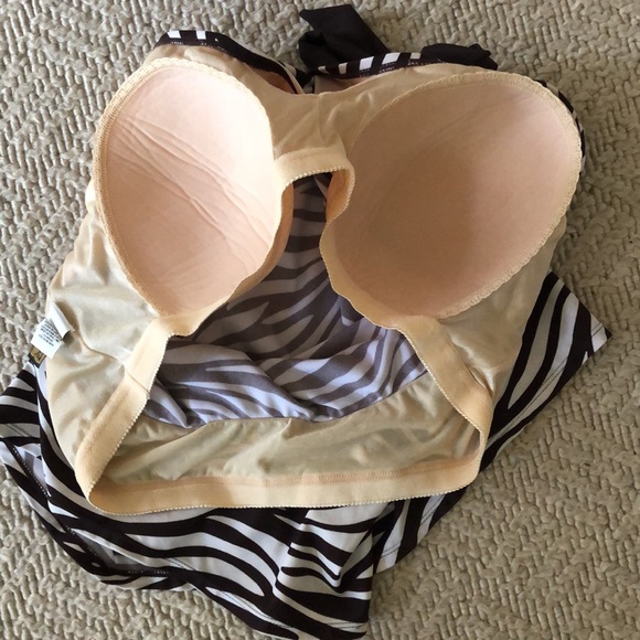 NWOT plus size built in bra top zebra print tankini top - Picture 9 of 12